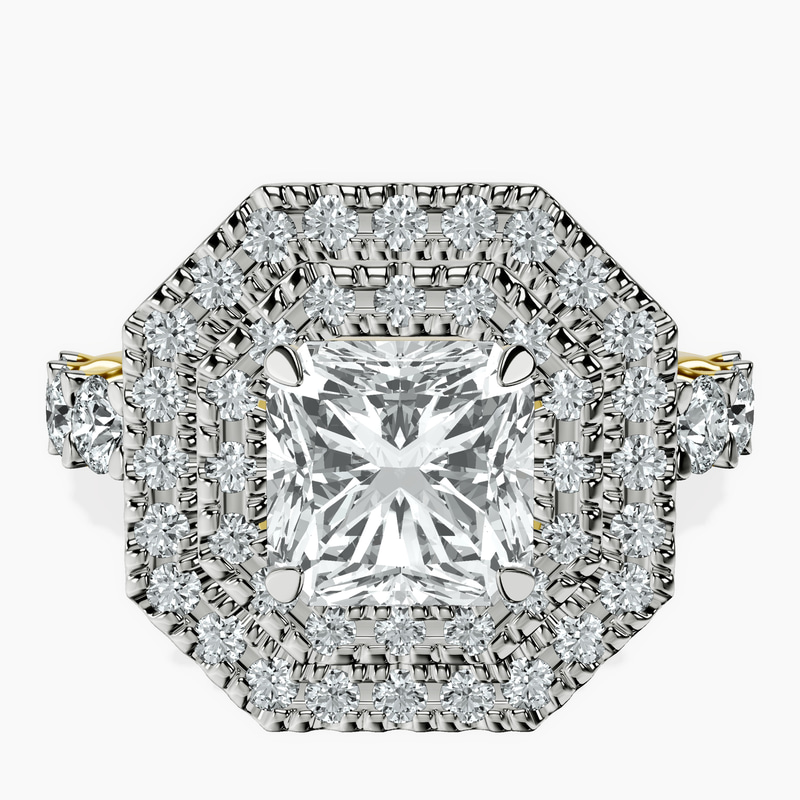 10kt Yellow Gold Crowned Cresta Double Halo Lab Diamond Ring front image