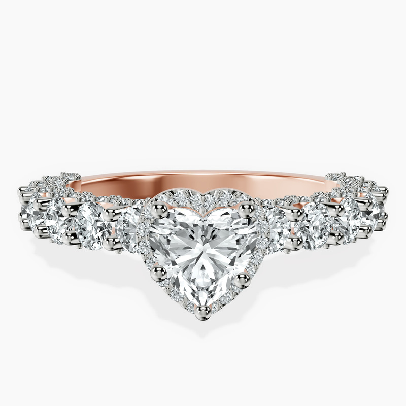 18kt Rose Gold Enchanté Side Stones Halo Lab Diamond Ring front image