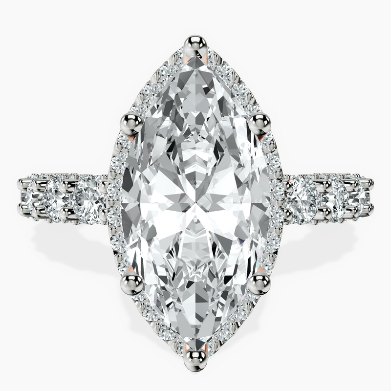 18kt Rose Gold Enchanté Side Stones Halo Lab Diamond Ring front image