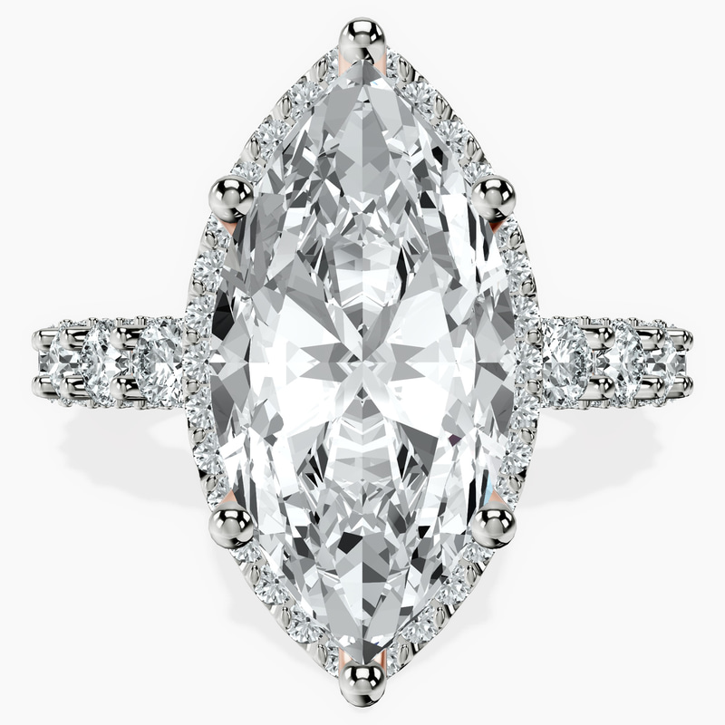 10kt Rose Gold Enchanté Side Stones Halo Lab Diamond Ring front image