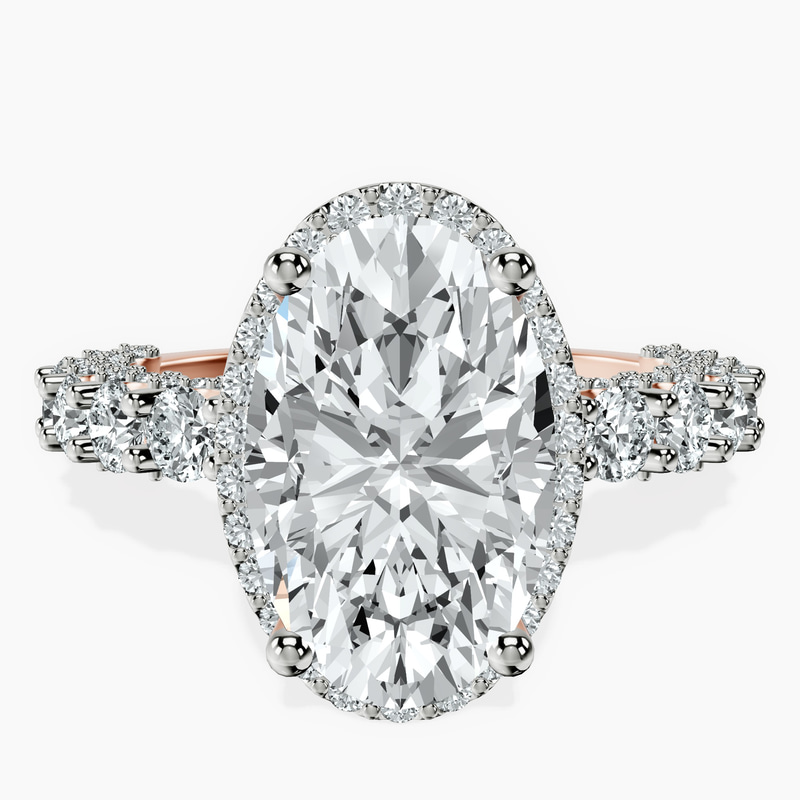 10kt Rose Gold Enchanté Side Stones Halo Lab Diamond Ring front image