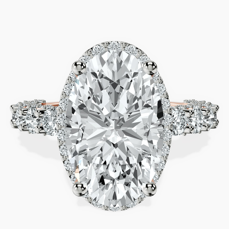 14kt Rose Gold Enchanté Side Stones Halo Lab Diamond Ring front image