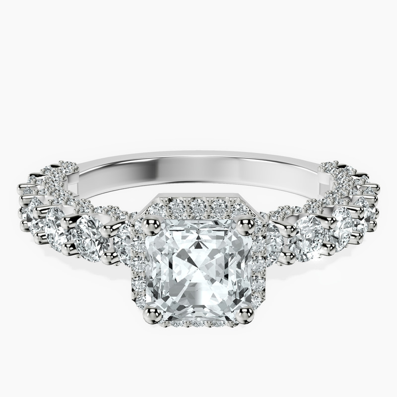 Platinum Enchanté Side Stones Halo Lab Diamond Ring front image