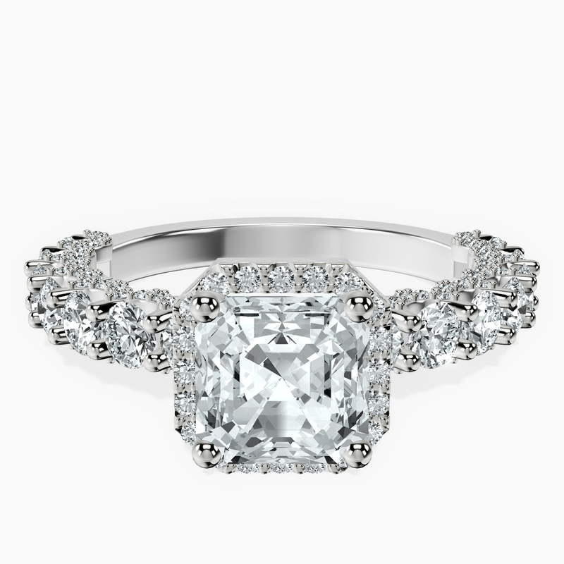 Platinum Enchanté Side Stones Halo Lab Diamond Ring front image