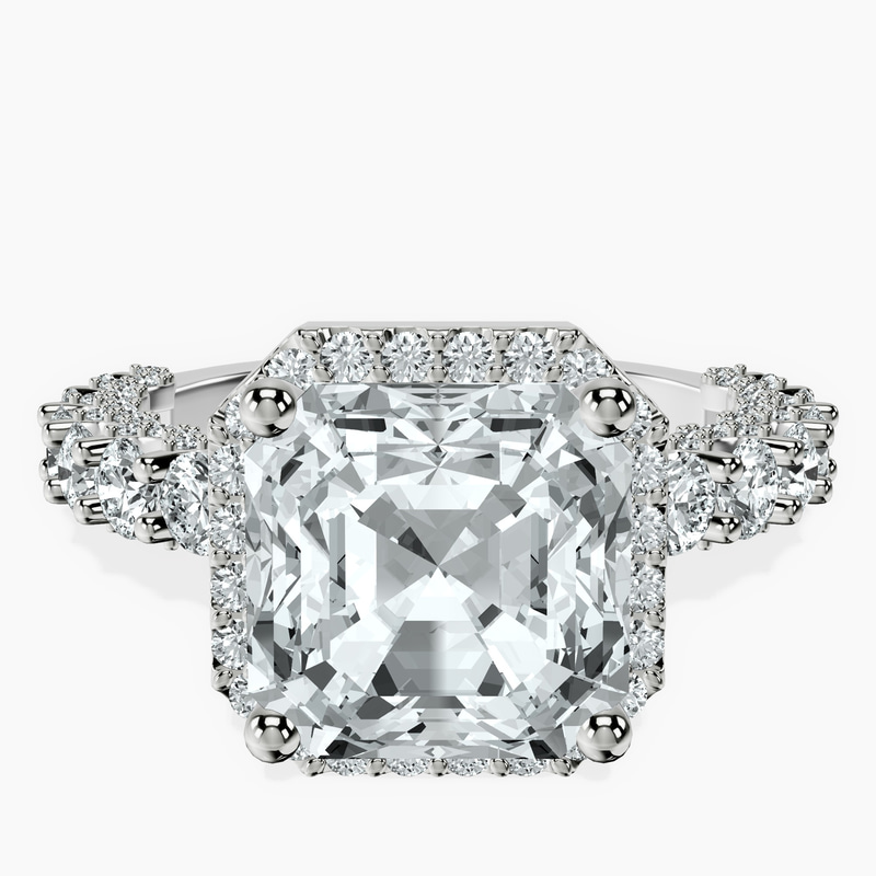 10kt White Gold Enchanté Side Stones Halo Lab Diamond Ring front image