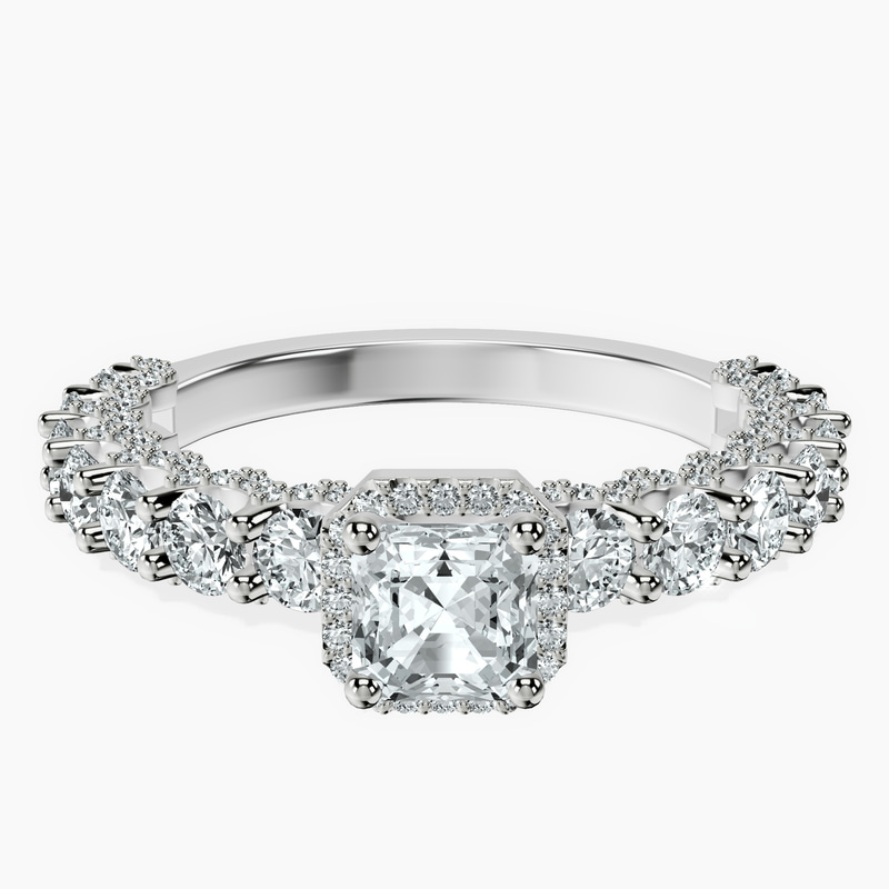 Platinum Enchanté Side Stones Halo Lab Diamond Ring front image