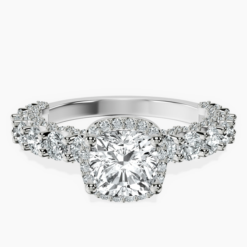 Platinum Enchanté Side Stones Halo Lab Diamond Ring front image