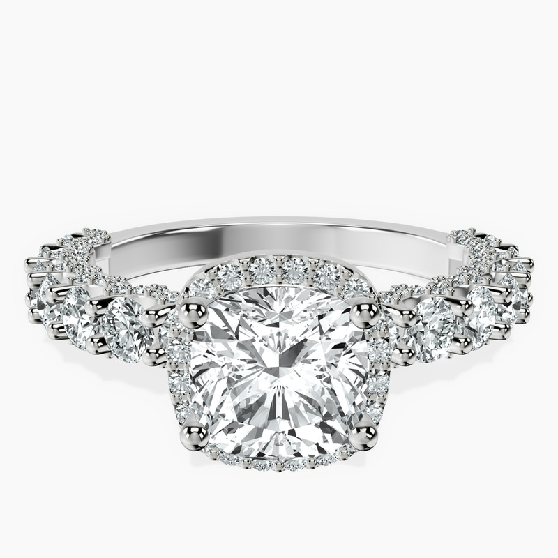 Platinum Enchanté Side Stones Halo Lab Diamond Ring front image