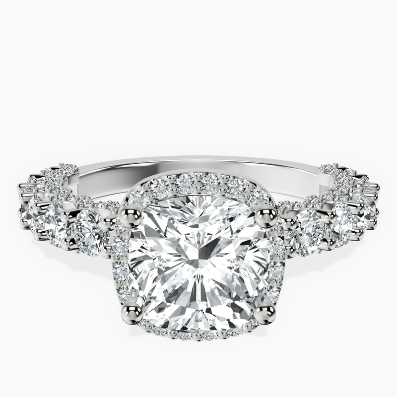 Platinum Enchanté Side Stones Halo Lab Diamond Ring front image