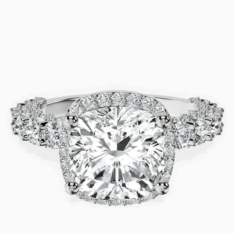 Platinum Enchanté Side Stones Halo Lab Diamond Ring front image