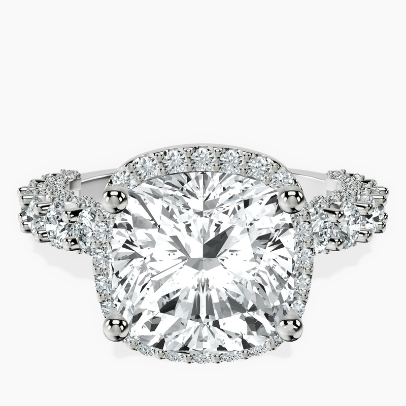 14kt White Gold Enchanté Side Stones Halo Lab Diamond Ring front image