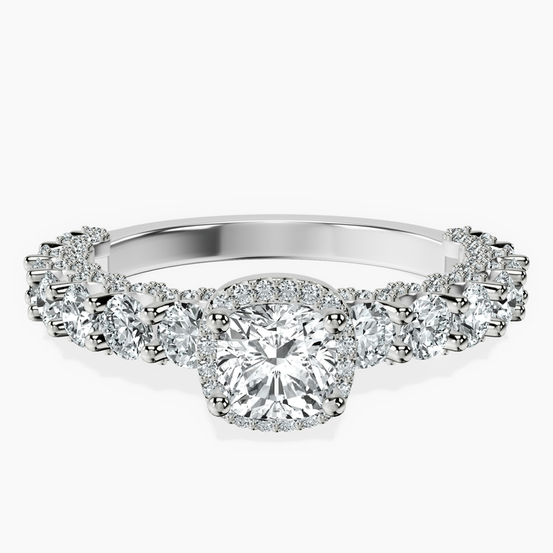 Platinum Enchanté Side Stones Halo Lab Diamond Ring front image