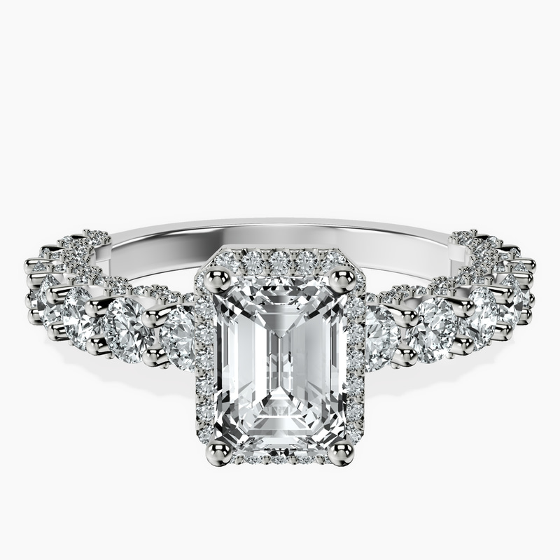 Platinum Enchanté Side Stones Halo Lab Diamond Ring front image