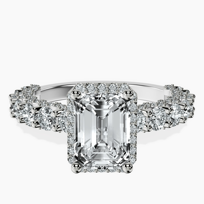 Platinum Enchanté Side Stones Halo Lab Diamond Ring front image