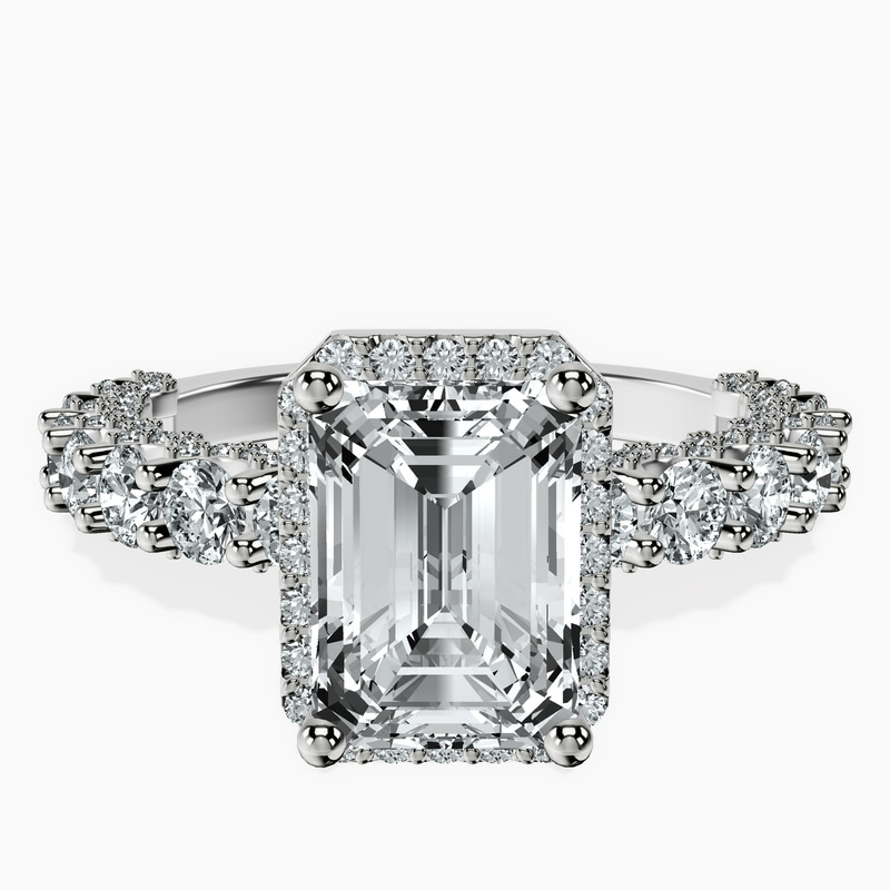 Platinum Enchanté Side Stones Halo Lab Diamond Ring front image