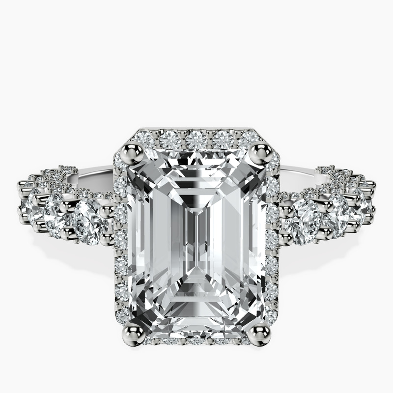 Platinum Enchanté Side Stones Halo Lab Diamond Ring front image