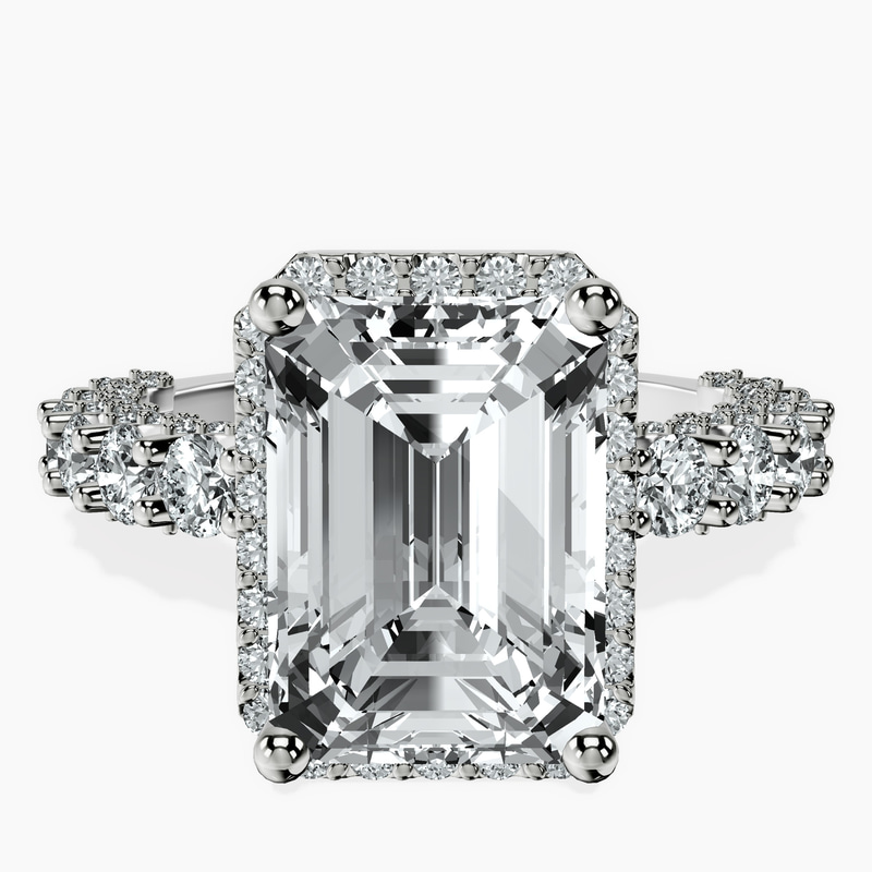 Platinum Enchanté Side Stones Halo Lab Diamond Ring front image