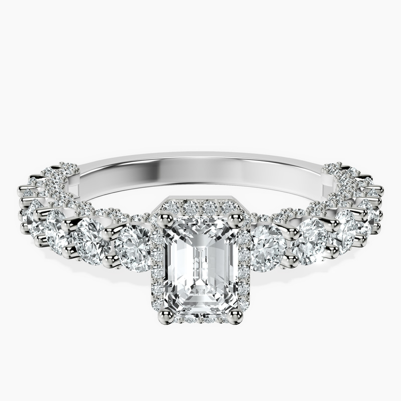 Platinum Enchanté Side Stones Halo Lab Diamond Ring front image