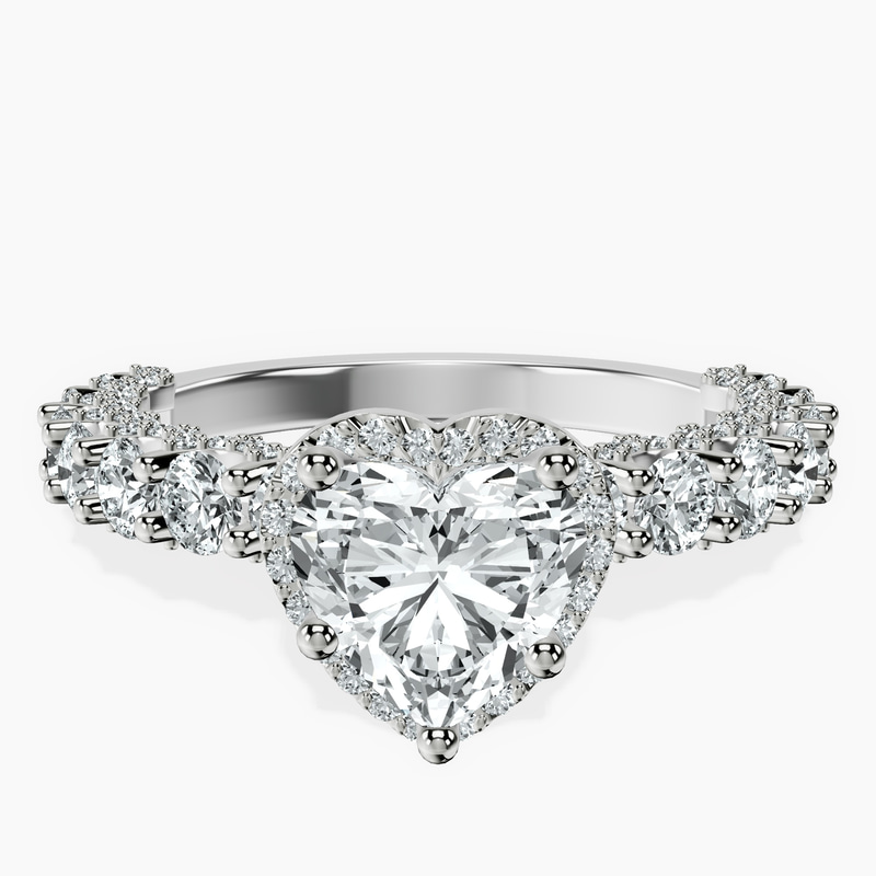 Platinum Enchanté Side Stones Halo Lab Diamond Ring front image