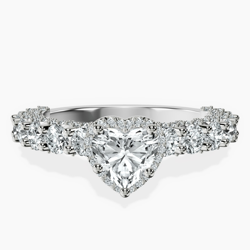 Platinum Enchanté Side Stones Halo Lab Diamond Ring front image