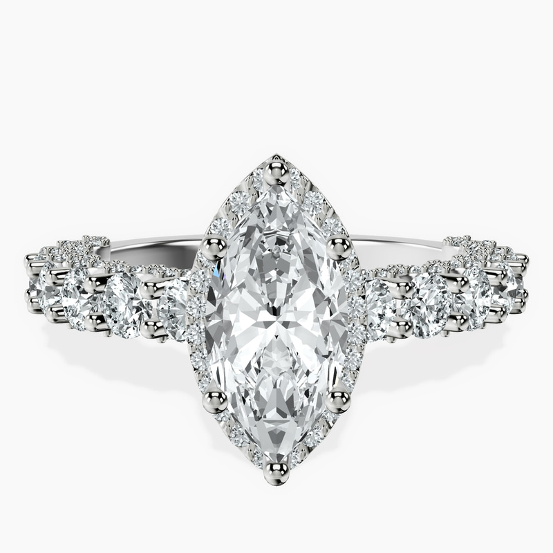 Platinum Enchanté Side Stones Halo Lab Diamond Ring front image