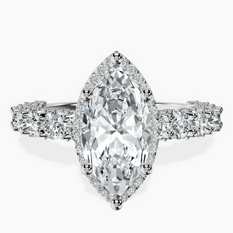 Platinum Enchanté Side Stones Halo Lab Diamond Ring front image