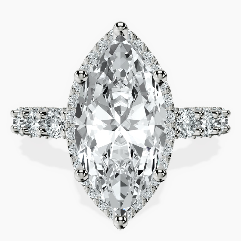 18kt White Gold Enchanté Side Stones Halo Lab Diamond Ring front image