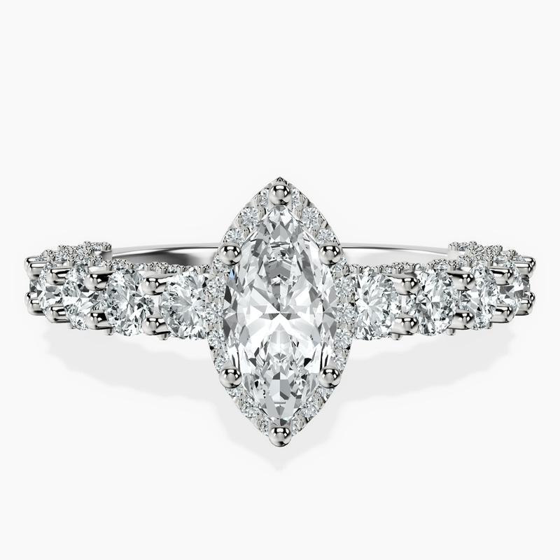 Platinum Enchanté Side Stones Halo Lab Diamond Ring front image