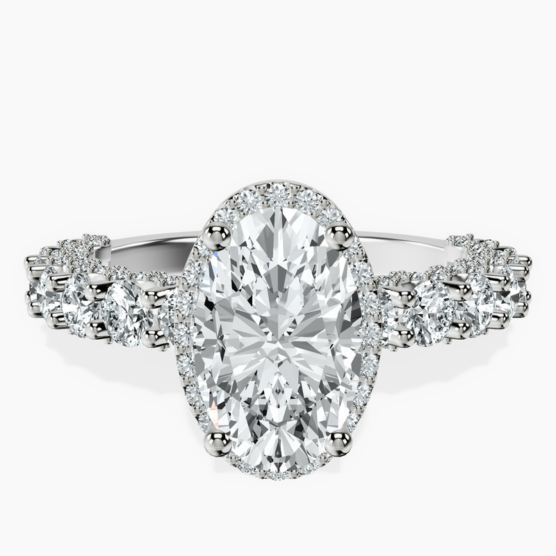 9ct White Gold Enchanté Side Stones Halo Lab Diamond Ring front image