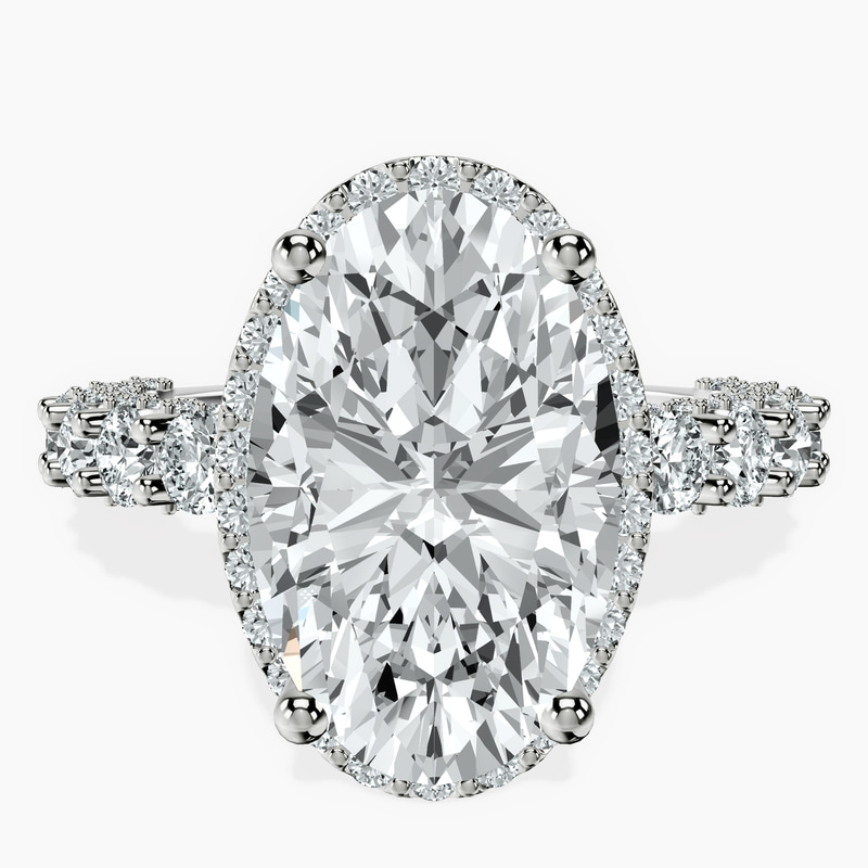 Platinum Enchanté Side Stones Halo Lab Diamond Ring front image