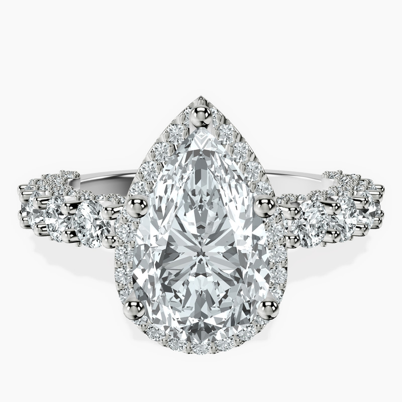 10kt White Gold Enchanté Side Stones Halo Lab Diamond Ring front image