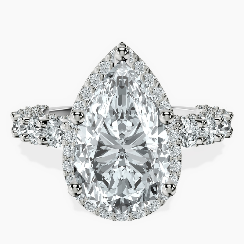 Platinum Enchanté Side Stones Halo Lab Diamond Ring front image