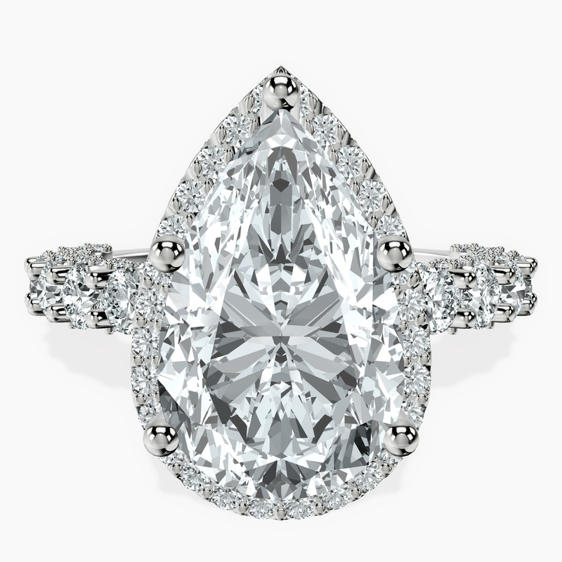 Platinum Enchanté Side Stones Halo Lab Diamond Ring front image