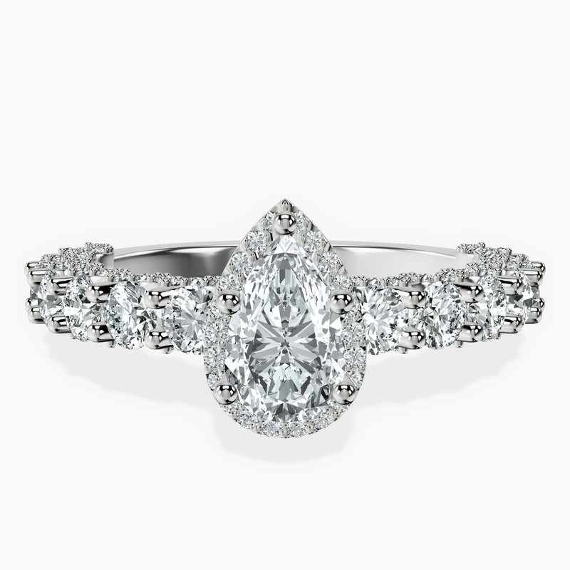 14kt White Gold Enchanté Side Stones Halo Lab Diamond Ring front image