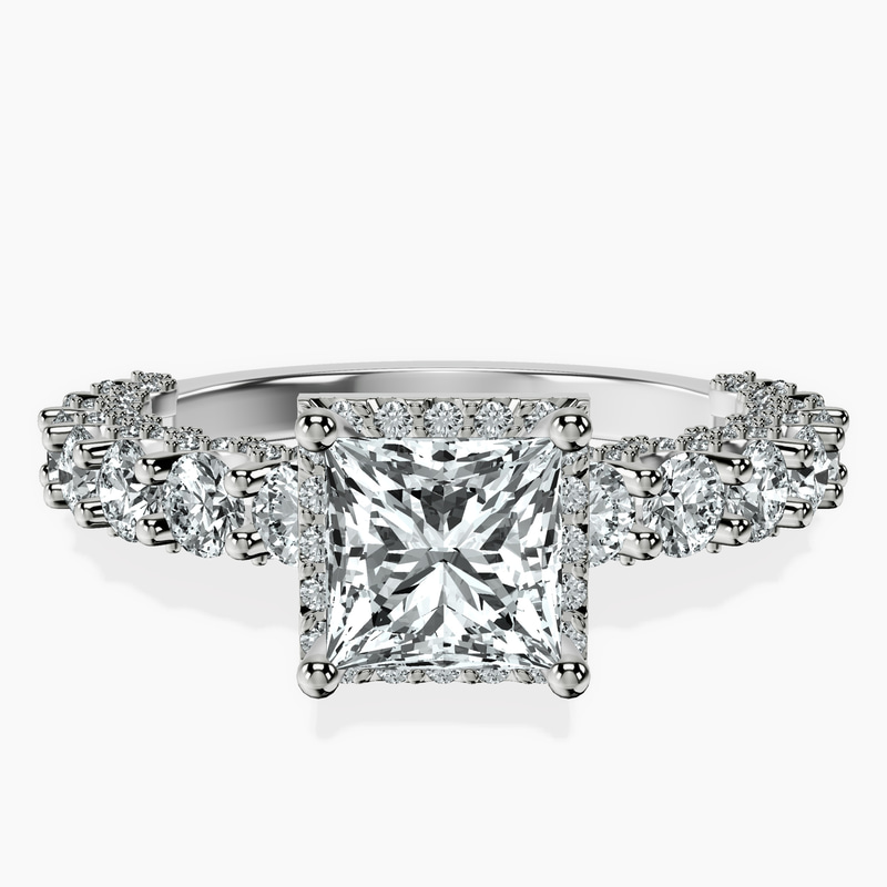Platinum Enchanté Side Stones Halo Lab Diamond Ring front image