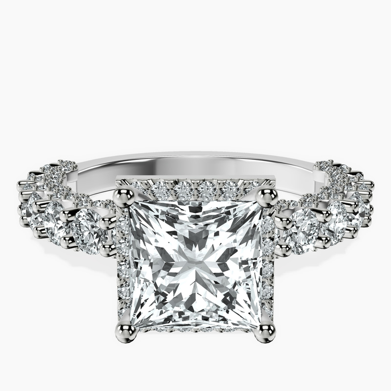 Platinum Enchanté Side Stones Halo Lab Diamond Ring front image