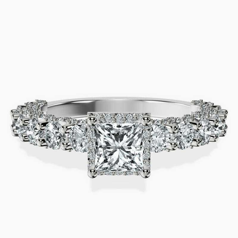 Platinum Enchanté Side Stones Halo Lab Diamond Ring front image