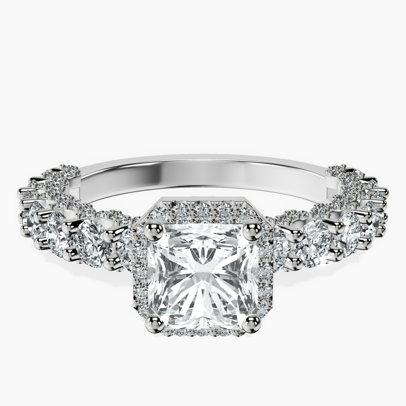 Platinum Enchanté Side Stones Halo Lab Diamond Ring front image