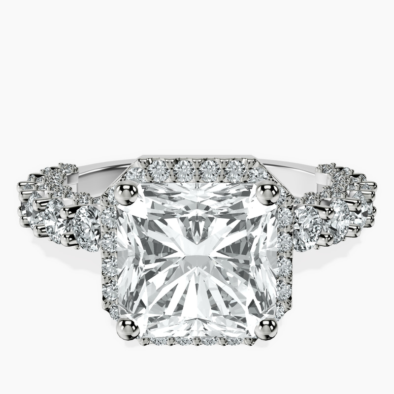 Platinum Enchanté Side Stones Halo Lab Diamond Ring front image