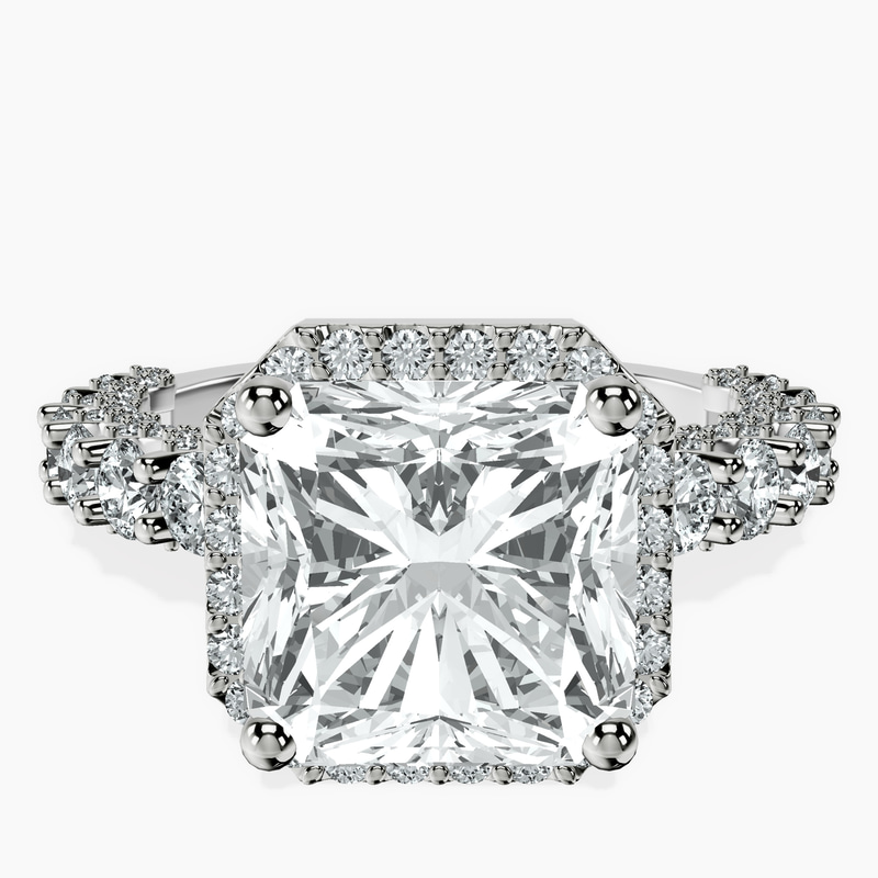 Platinum Enchanté Side Stones Halo Lab Diamond Ring front image