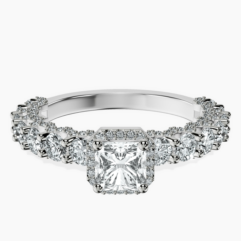 Platinum Enchanté Side Stones Halo Lab Diamond Ring front image