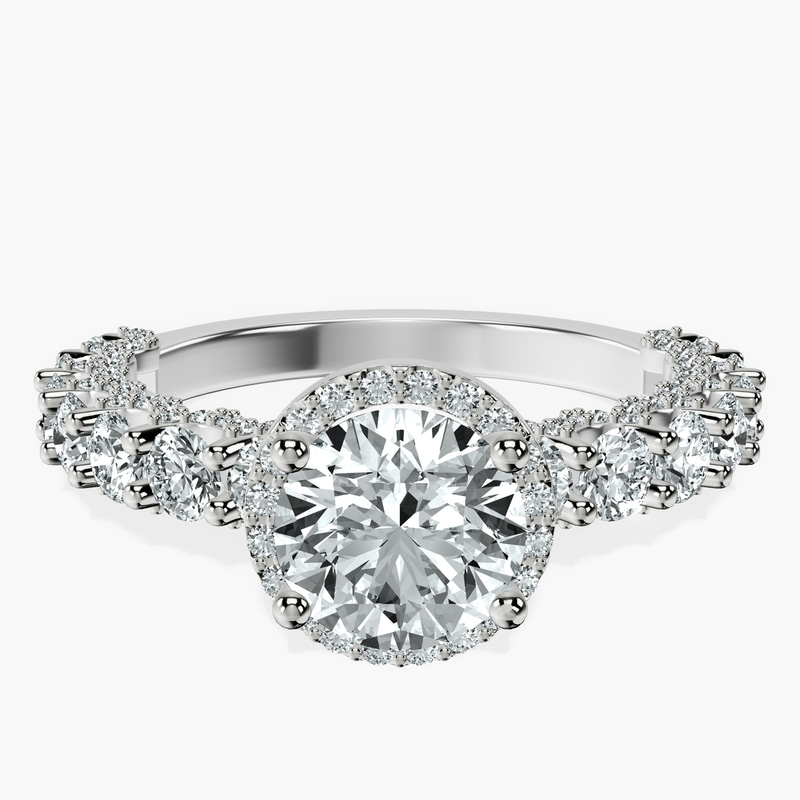 Platinum Enchanté Side Stones Halo Lab Diamond Ring front image