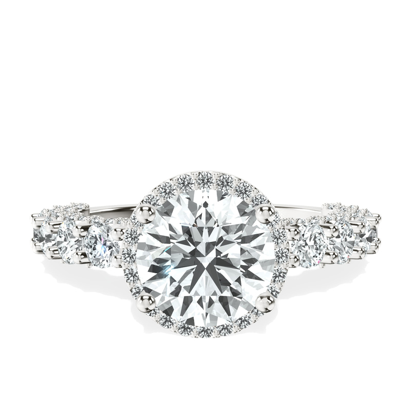 Enchanté Side Stones Halo Lab Diamond Ring front view