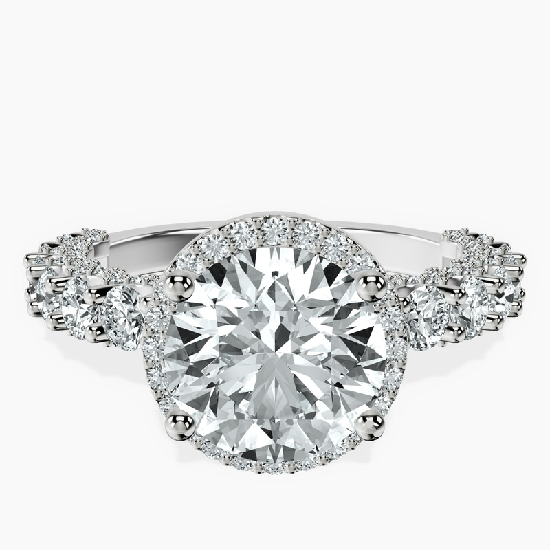 18kt White Gold Enchanté Side Stones Halo Lab Diamond Ring front image