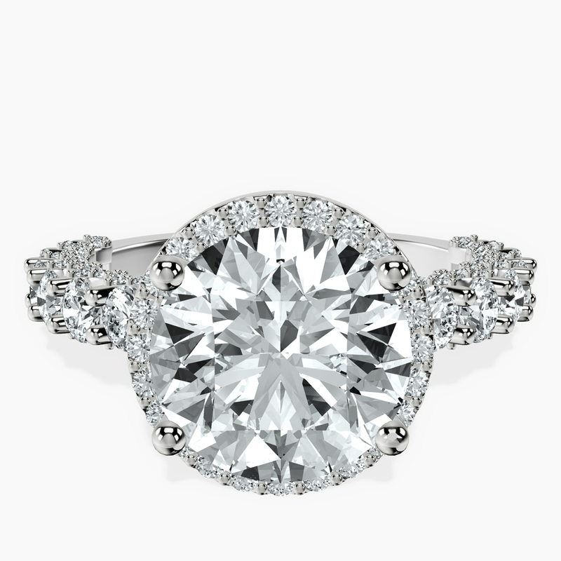 Platinum Enchanté Side Stones Halo Lab Diamond Ring front image