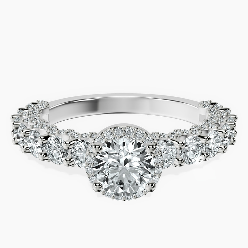 18kt White Gold Enchanté Side Stones Halo Lab Diamond Ring front image