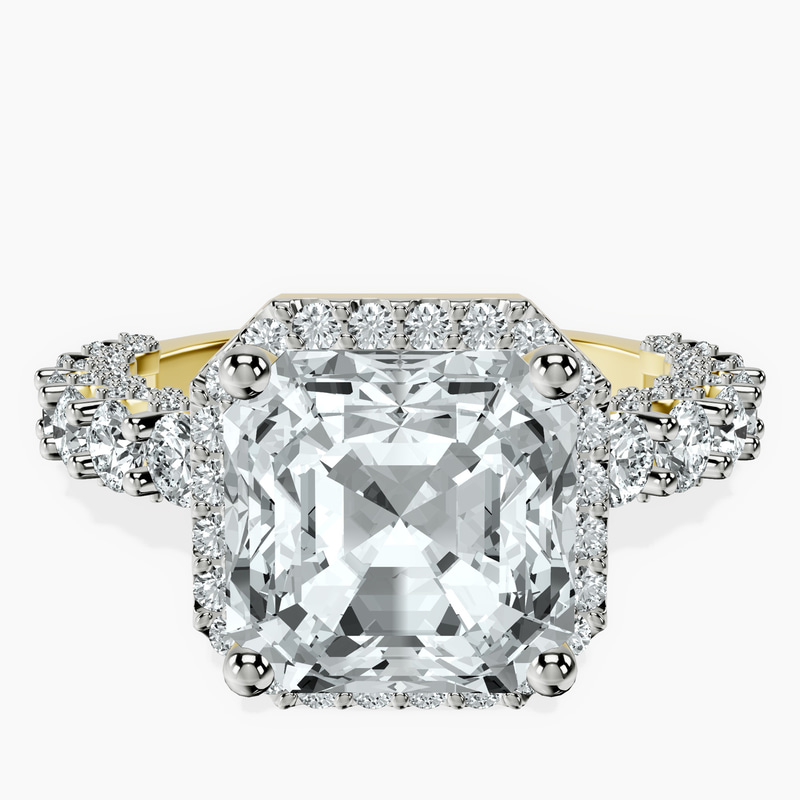 10kt Yellow Gold Enchanté Side Stones Halo Lab Diamond Ring front image
