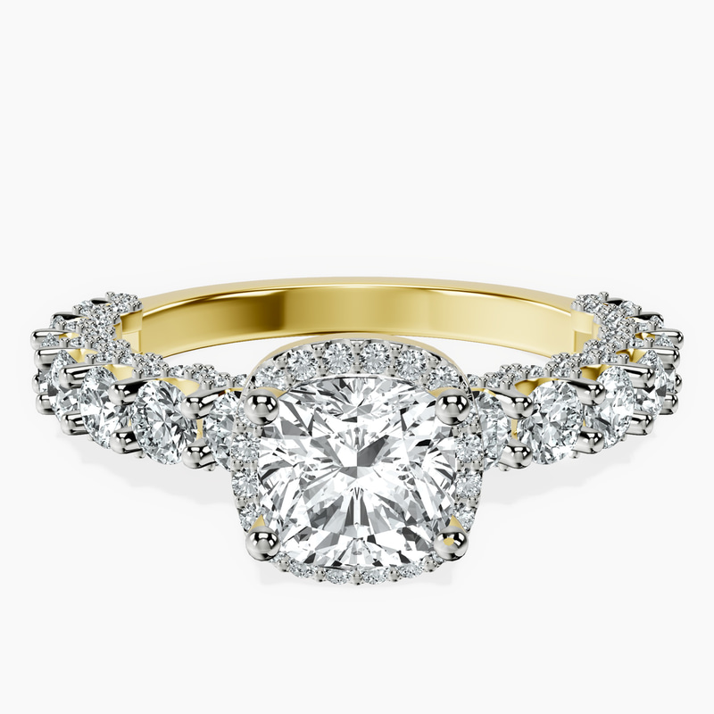 10kt Yellow Gold Enchanté Side Stones Halo Lab Diamond Ring front image