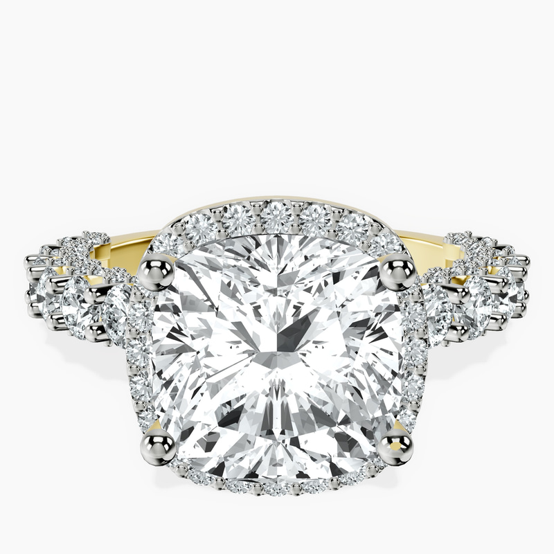 10kt Yellow Gold Enchanté Side Stones Halo Lab Diamond Ring front image