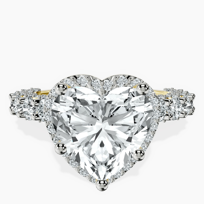 18kt Yellow Gold Enchanté Side Stones Halo Lab Diamond Ring front image